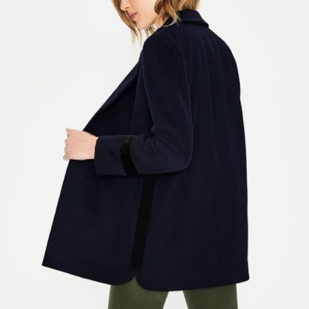 boden // navy rushmoor jacket with velvet trim